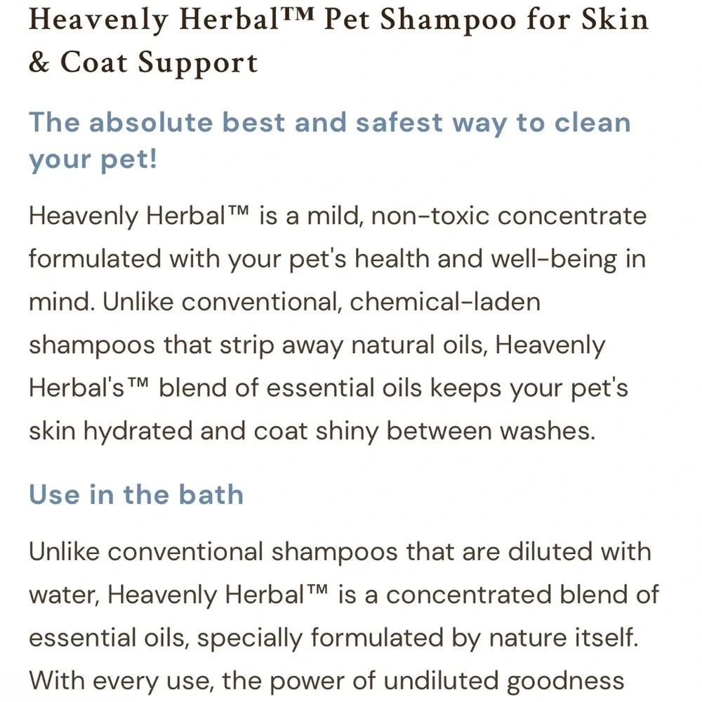 Wholistic Pet Organic Heavenly Herbal Shampoo 🐶 🐈